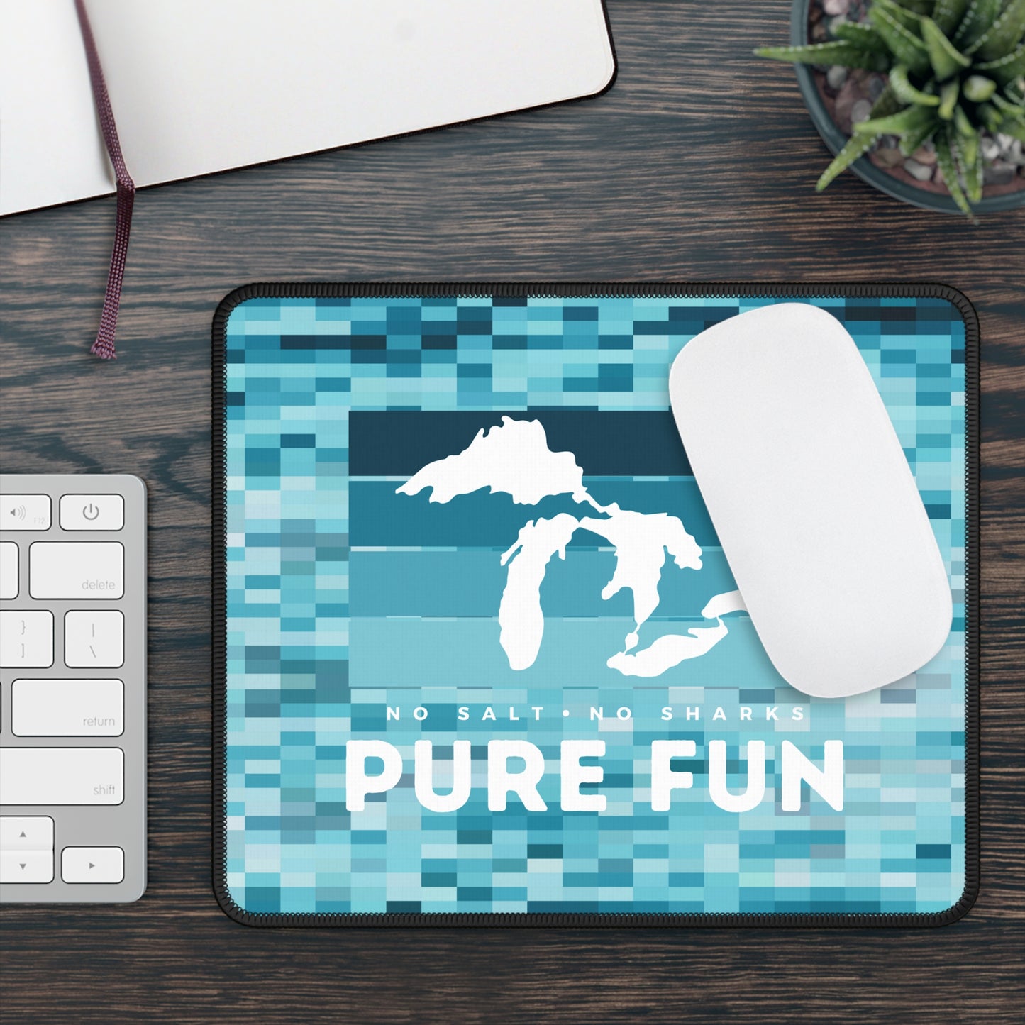 Copy of No Salt No Sharks Pure Michigan Fun Lake Life Freshwater - Gaming Computer Mouse Pad