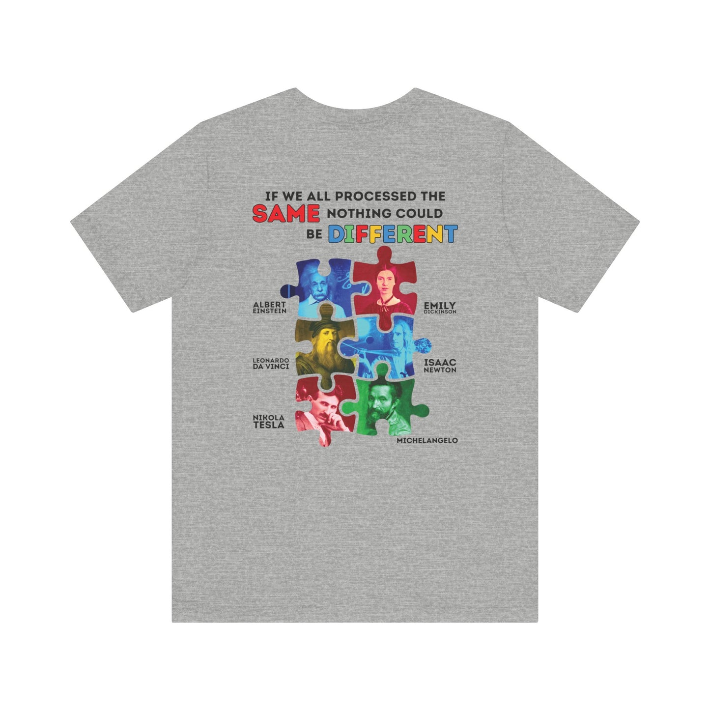 Copy of Autism Awareness - Historical Figures- Black Lettering - Unisex Jersey Short Sleeve Tee