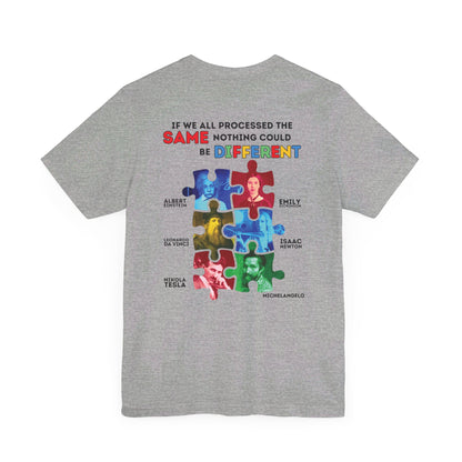 Copy of Autism Awareness - Historical Figures- Black Lettering - Unisex Jersey Short Sleeve Tee